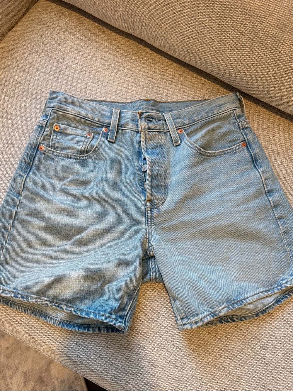 Levi's Light Blue Button-Fly Denim Shorts